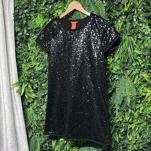 JOE FRESH KIDS Dress Girls 14 Black All Over Sequin‎ Sequin Round Neck 2690